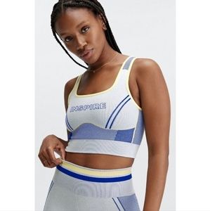 Fabletics Inspire Seamless Panel Sports Bra Soft Heather Grey Multi Size Small